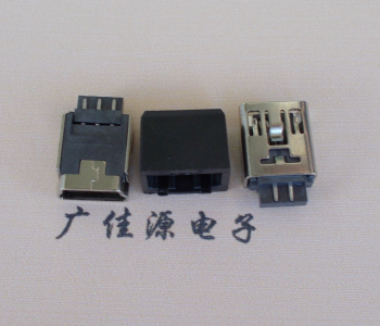 惠阳MINI USB 5Pin接口 带护套焊线母座 B型180度铜壳
