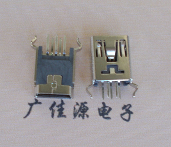 惠阳MINI USB5p母座|B型口180度|直插弯脚