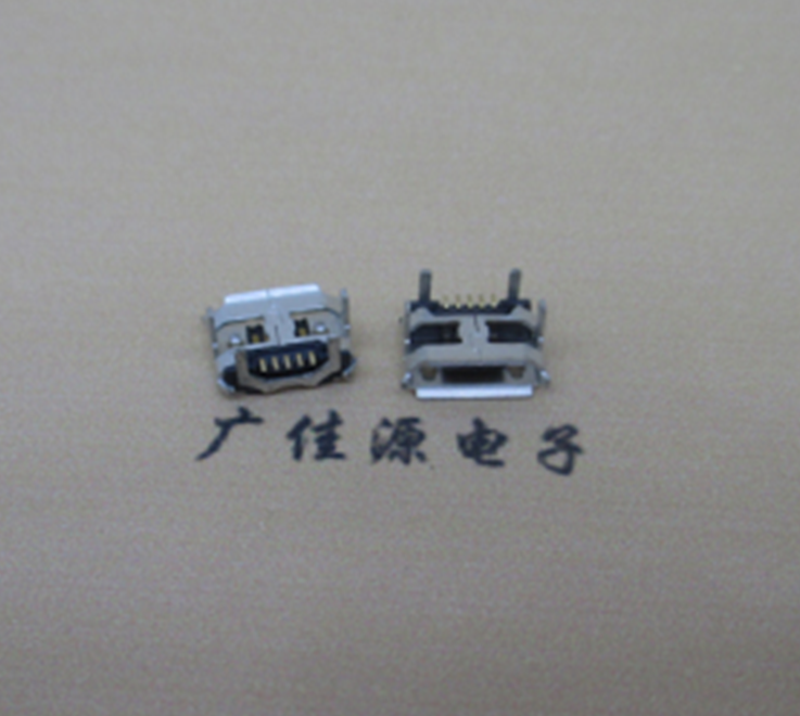 惠阳Micro usb5p母座 B型口 加长2.0mm牛角 焊接图解
