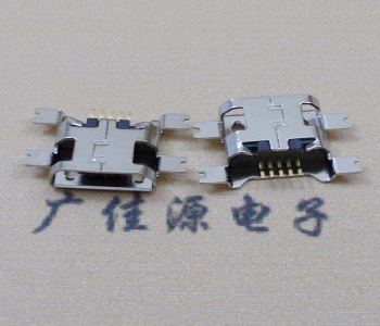 惠阳镀镍Micro USB 插座四脚贴 直边沉板1.6MM尺寸结构