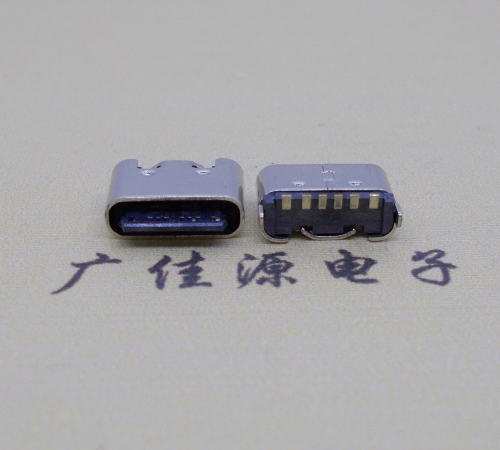 惠阳Type-C6p母座接口短体立贴5.0mm