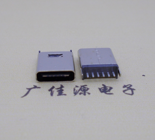 惠阳直立式插板Type-C6p母座连接器高H=10.0mm