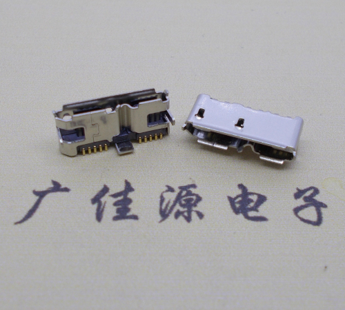 惠阳 双接口micro usb3.0母座有卷边10pin三个固定脚插板